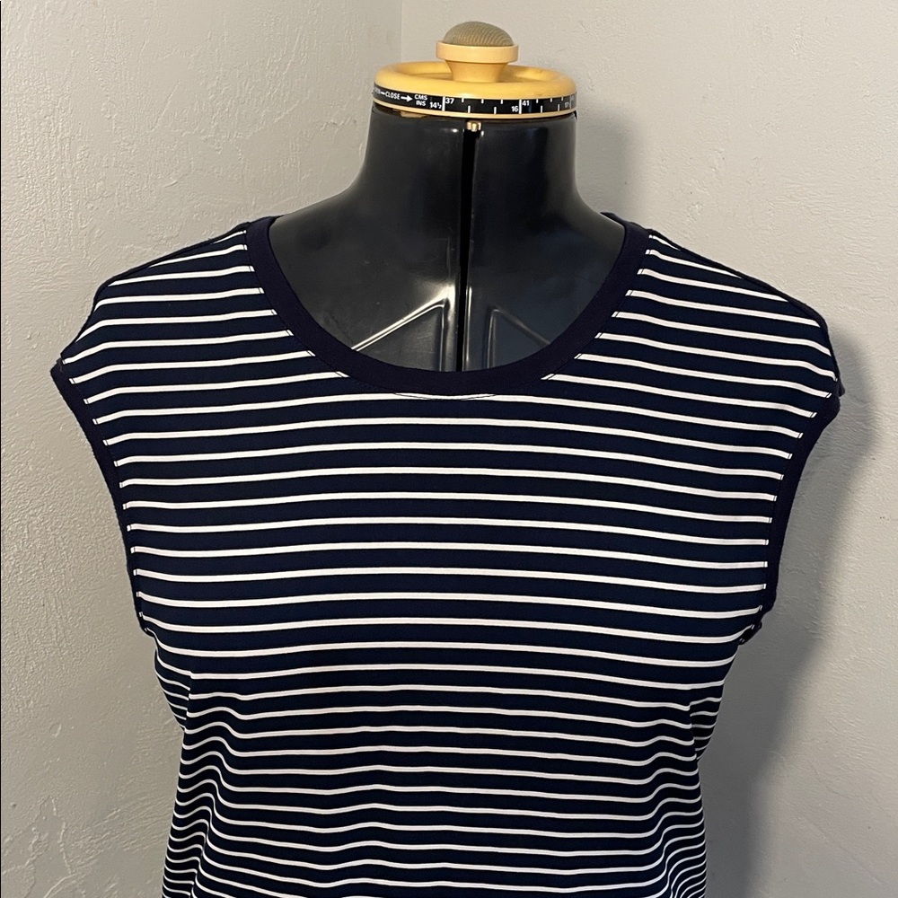 LOFT Navy and White Striped Sleeveless Top - Picture 2 of 15